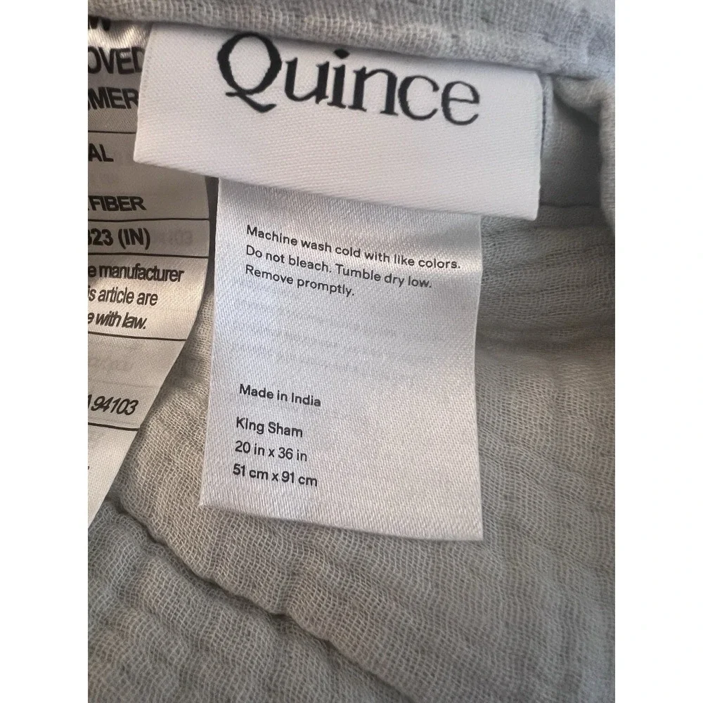 NWOT Quince Undyed 100% Cotton‎ Airy Gauze Box Quilt Set Of 2 King Shams Organic